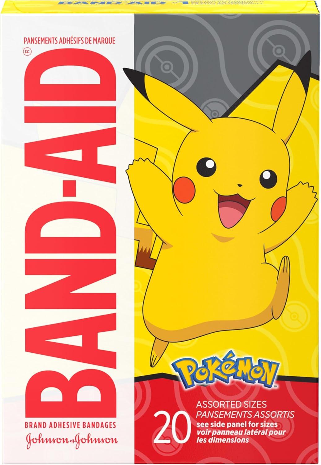 imageBandAid Brand Adhesive Bandages for Minor Cuts amp Scrapes Wound Care Featuring Pokmon Characters for Kids Assorted Sizes 20 ctPokmon