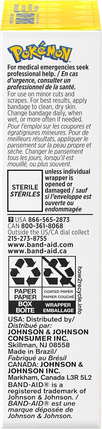 imageBandAid Brand Adhesive Bandages for Minor Cuts amp Scrapes Wound Care Featuring Pokmon Characters for Kids Assorted Sizes 20 ctPokmon