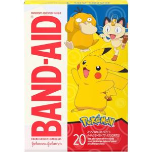 imageBandAid Brand Adhesive Bandages for Minor Cuts amp Scrapes Wound Care Featuring Pokmon Characters for Kids Assorted Sizes 20 ctPokmon
