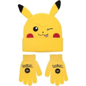 imageBioworld Pokemon Pikachu Cuff Hat With 3D Ears And Matching Gloves