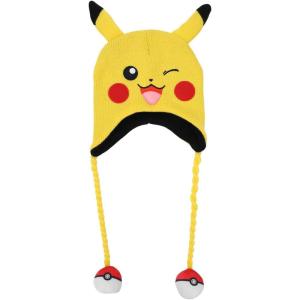imageBioworld Pokemon Pikachu Laplander Hat with Fleece Pokeball Tassels Yellow