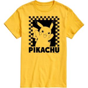 imageHYBRID APPAREL  Pokmon  Pikachu Checkers  Mens Short Sleeve Graphic TShirtYellow