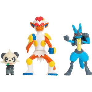 imagePokemon Battle Figure 3 Pack  Features 2Inch Pancham and Lucario and 3Inch Infernape Battle FiguresFightingtype