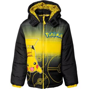 imagePokemon Pikachu Zip Up Winter Coat Puffer Jacket Toddler to Big Kid Sizes 41416Yellow