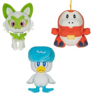 imagePokmon Paldea First Partner Plush 3 Pack  8Inch Pokmon Plush of Fuecoco Quaxly and Sprigatito