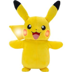 imagePokmon Pikachu Electric Charge Plush  10 Inch Interactive Plush with Lights Voice Reactions and Thunder FX