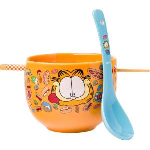 imageSilver Buffalo Pokemon Pikachu Ceramic Ramen Noodle Rice Bowl with Chopsticks Microwave Safe 20 OuncesGarfield Junk Food Spoon
