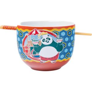 imageSilver Buffalo Pokemon Pikachu Ceramic Ramen Noodle Rice Bowl with Chopsticks Microwave Safe 20 OuncesKung Fu Panda Po Holding Noodles