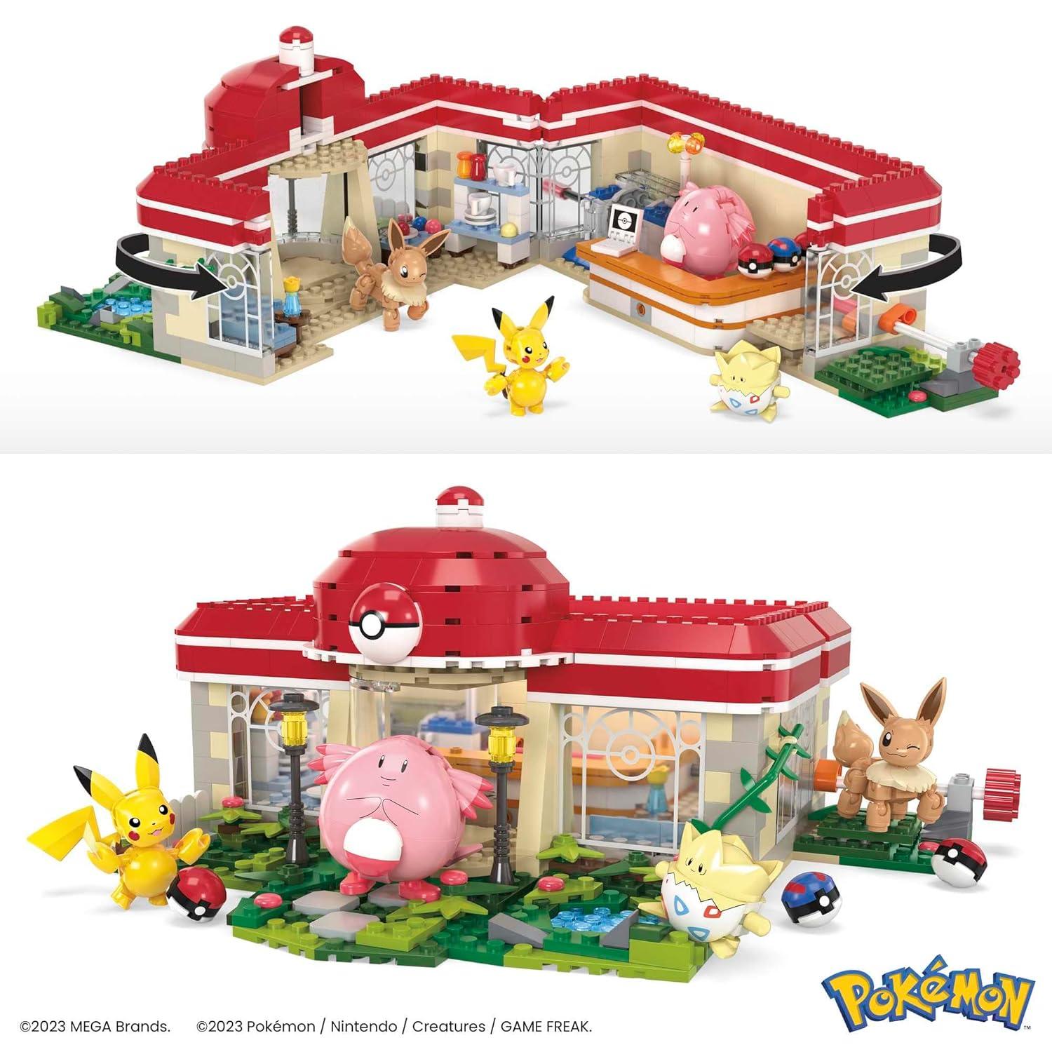 imageMEGA Pokmon Building Toys Set Forest Pokmon Center with 648 Pieces 4 Poseable Characters for KidsMulticolored