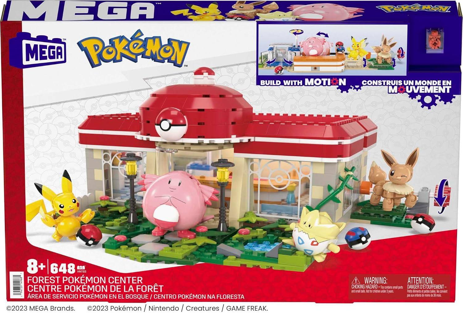 imageMEGA Pokmon Building Toys Set Forest Pokmon Center with 648 Pieces 4 Poseable Characters for KidsMulticolored