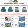 imageFranco Kids Bedding Super Soft Comforter and Sheet Set with Sham 7 Piece Full Size PokemonSuper Mario