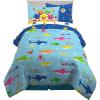 imageFranco Kids Bedding Super Soft Comforter and Sheet Set with Sham 7 Piece Full Size PokemonBaby Shark