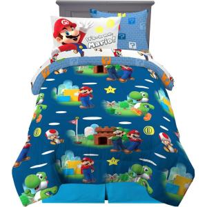 imageFranco Kids Bedding Super Soft Comforter and Sheet Set with Sham 7 Piece Full Size PokemonMario