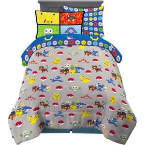 imageFranco Kids Bedding Super Soft Comforter and Sheet Set with Sham 7 Piece Full Size PokemonPokemon  Aloha Region