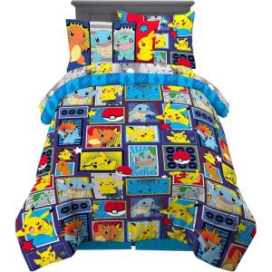 imageFranco Kids Bedding Super Soft Comforter and Sheet Set with Sham 7 Piece Full Size PokemonPokemon
