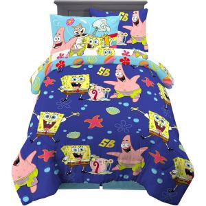 imageFranco Kids Bedding Super Soft Comforter and Sheet Set with Sham 7 Piece Full Size PokemonSpongebob Squarepants