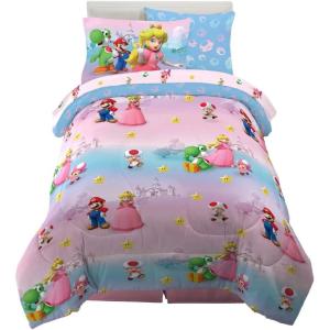 imageFranco Kids Bedding Super Soft Comforter and Sheet Set with Sham 7 Piece Full Size PokemonSuper Mario Girl