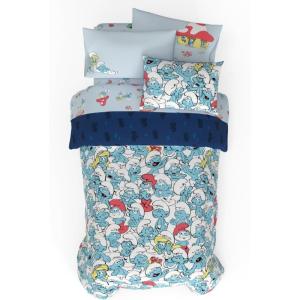imageFranco Kids Bedding Super Soft Comforter and Sheet Set with Sham 7 Piece Full Size PokemonThe Smurfs  Blue Original
