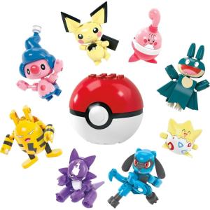 imageMEGA Pokemon Building Toys Set Trainer 8 Pack with 189 Pieces 8 Articulated and Poseable Characters 2 Inches Tall for Kids