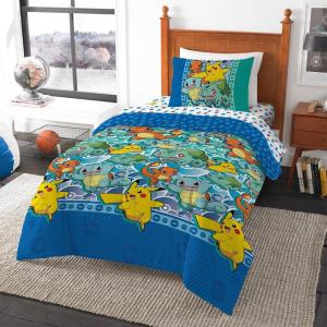 imageNORTHWEST Pokemon Full Sized Bed in a Bag Set Pikachu Eevee Anime Bedding for Girls Boys Light and SweetFirst Starters