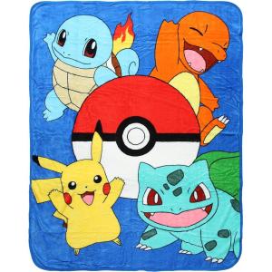 imageNorthwest Pokemon Friends Evolve Pikachu Charmander Bulbasaur Squirtle Micro Raschel Throw Blanket 48 x 60