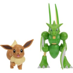 imagePokemon Battle Figure 2 Pack  2Inch Eevee and 45Inch Scyther Battle Ready FiguresEevee  Scyther