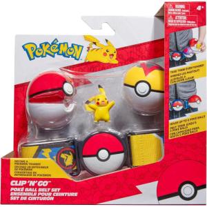 imagePokmon Pikachu Clip N Go Belt Set  2Inch Pikachu Battle Figure with Clip N Go Belt Plus Pok and Level Ball AccessoriesMulti