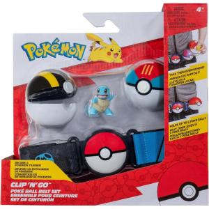 imagePokmon Pikachu Clip N Go Belt Set  2Inch Pikachu Battle Figure with Clip N Go Belt Plus Pok and Level Ball AccessoriesSquirtle