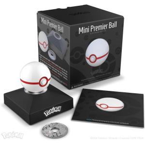 imageThe Wand Company Pokmon Trainer Mini Pok Ball Range of Authentic Replicas  Realistic Electronic DieCast Pok Ball with Display Stand Light FeaturesMini Premier Ball